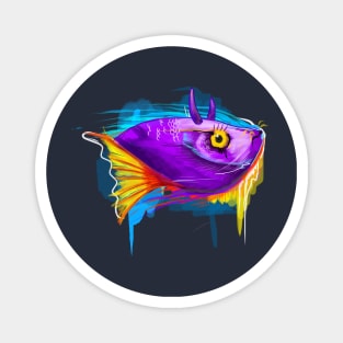 unique fish in watercolor collaboration Magnet